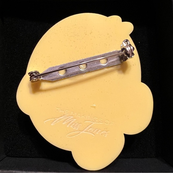 The Makings Of Miss Jones bunny with decorated eggs acrylic brooch - Picture 3 of 3